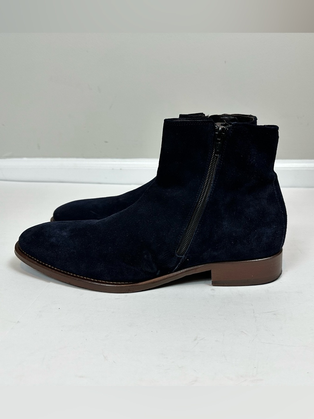 Johnston & Murphy Cormac Zip Boot Navy Suede Size 9.5